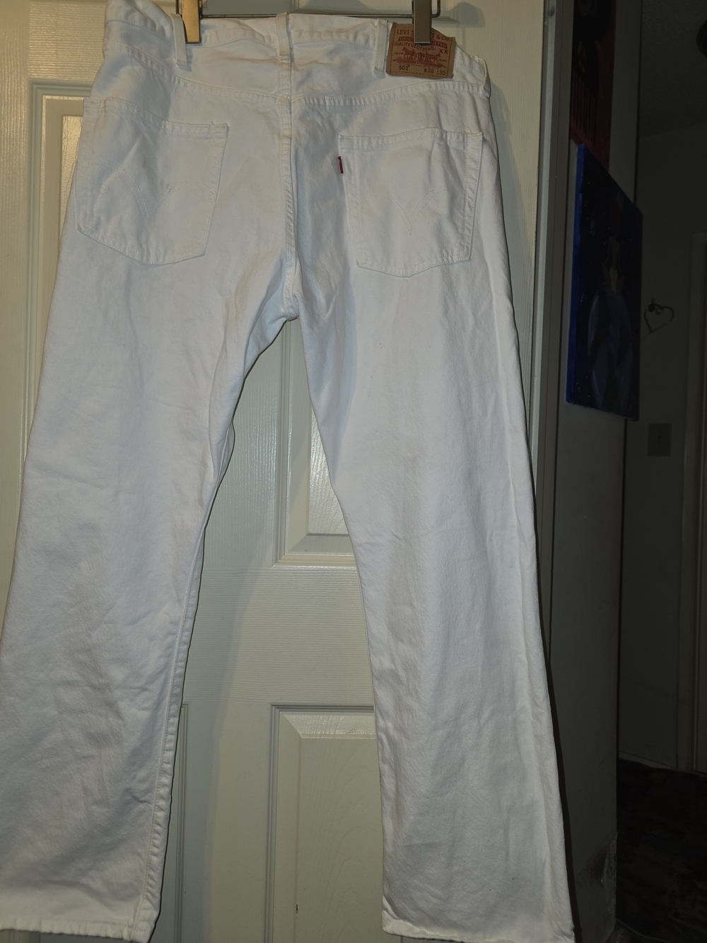 White Levi's Straight Leg Jeans